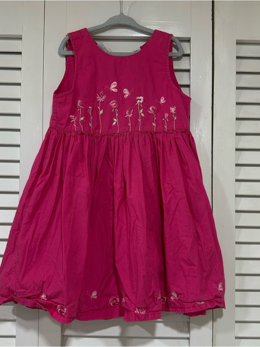 Green Dog Fuchsia Flower Dress Y2K Party Twirl Embroidered Girls 6
